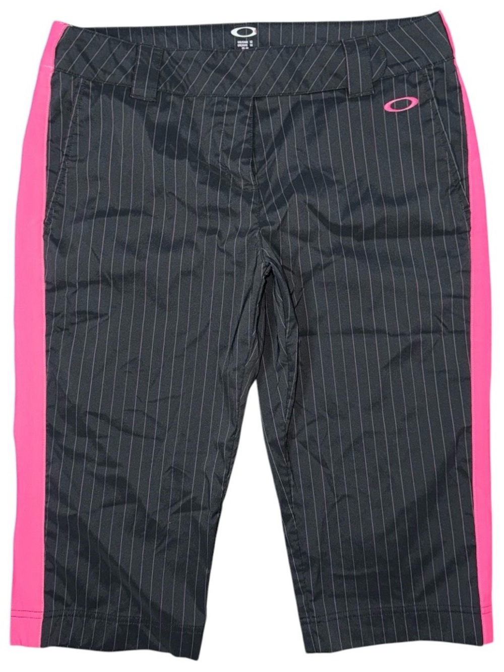 Oakley Women’s Pinstripe Golf Albatross Capri Pants Black Hot Pink Size 12 Y2K